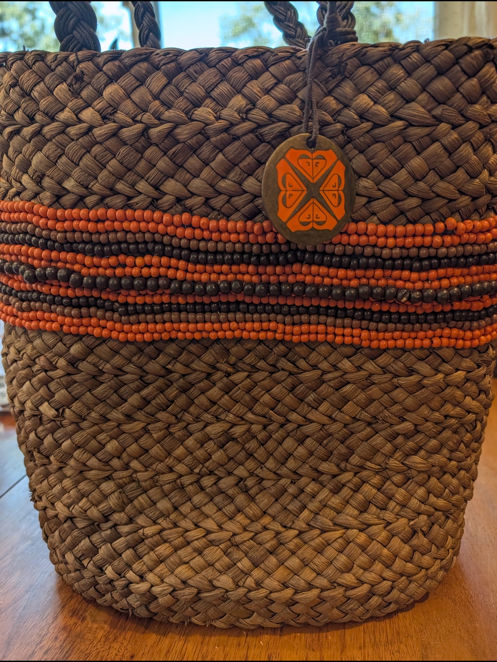 Roxy Woven Basket Beaded Style Purse